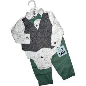 Little Lad Baby Boy 6‎ 9 Mos Outfit Set Bow Tie Button Down Pants Vest Dress NWT